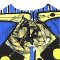 Woman Tank tops - Blue : Abstract Art with Black Brush Strokes
