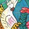 กางเกงกระโปรง - สีเขียว : ลายคอกคาทูระบำพฤกษา