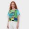 Woman Crop Top - Blue : Green Abstract Shape