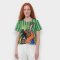 Woman Crop Top - Green : Guitar with Abstract
