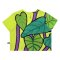 เสื้อครอปผู้หญิง - สีเขียว : ลายกระต่ายขาวกลางพงใบ
