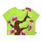 เสื้อครอปผู้หญิง - สีเขียว : ลายบุปผาสีสดบนผืนพรรณมะนาว