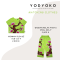 Woman Relax Pants - Green : Vibrant Blooms on Lime Green
