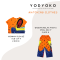 Woman Crop Top - Orange :  Abstract Flow & Azure Rhythm