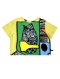 เสื้อครอปผู้หญิง - สีเหลือง : ลายเสือดาวกับแอปสแตรค