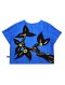 Woman Crop Top - Blue : owl under the moonlight