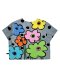 Woman Crop Top - Grey : Cat with colorful flowers