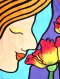 Woman Crop Top - Orange : Orange-haired woman with lilies