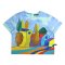 Woman Crop Top - Blue : Multicolor houses in the garden