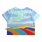 Woman Crop Top - Blue : Multicolor houses in the garden