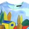 Woman Crop Top - Blue : Multicolor houses in the garden