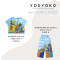 Woman Crop Top - Blue : Multicolor houses in the garden