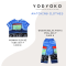 กางเกงลำลองขายาวผู้หญิง - สีน้ำเงิน : ลายขอบฟ้าหลังหน้าต่างศิลป์