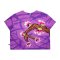 Woman Crop Top - Purple : Enchanting Blooms in the Violet Garden