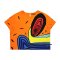 Woman Crop Top - Orange :  Abstract Flow & Azure Rhythm