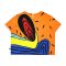 Woman Crop Top - Orange :  Abstract Flow & Azure Rhythm