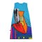 Blue Sleeveless dress : Multicolor Abstract on blue Background