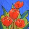 Bule Sleeveless dress : Orange Tulip Garden