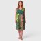 Woman Sleeveless Dress - Green : Heliconia on a Green background