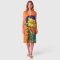 Woman Sleeveless Dress - Orange : Yellow cosmos flowers on blue circle