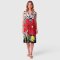 Woman Sleeveless Dress - White : Red evening primrose was blooming a background black brush strokes