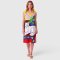 Woman Sleeveless Dress - Yellow : The white cat sits proudly on the throne.