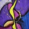 Woman Sleeveless Dress - Purple : Gold graphics on purple and blue blocks