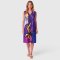 Woman Sleeveless Dress - Purple : Gold graphics on purple and blue blocks