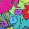 Woman Sleeveless Dress - Green : Multicolor cosmos flowers are blooming on green rocks.