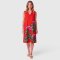 Woman Sleeveless Dress - Red : Pink rose bloomed in the garden.