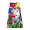 Woman Sleeveless Dress - Multicolor : Woman And Pink Tulips