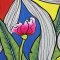 Woman Sleeveless Dress - Multicolor : Woman And Pink Tulips