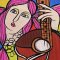 Woman Sleeveless Dress - Multicolor : Pink haired girl with guitar