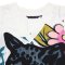 Woman Sleeveless Dress - White : Black Panther in the Secret Garden
