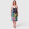 Woman Sleeveless Dress - White : Black Panther in the Secret Garden