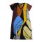 Woman Dress - Brown : Abstract art blue brown and yellow