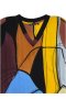 Woman Dress - Brown : Abstract art blue brown and yellow