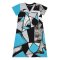 Woman Dress - Blue : Abstract Black and white blocks