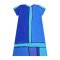 เดรสผู้หญิงแขนสั้น - สีน้ำเงิน : ลายดอกกุหลาบสีชมพูกำลังเบ่งบาน