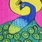 Woman Dress - Pink : Blue Peacock with Full Moon