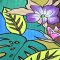 Woman Dress - Green : Purple Amaryllis flowers