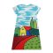 Woman Dress - Blue : Multicolor houses in the garden