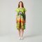 Women Dress - Green : Flamingo in the Verdant Dreamscape