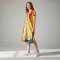 Woman Dress - Yellow : Cat in Color Curtain