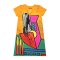 Woman Dress - Orange : Geometric Rhapsody