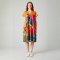เดรสผู้หญิงแขนสั้น - สีส้ม : ลายท่วงทำนองแห่งเรขา