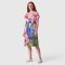 เดรสผู้หญิงแขนสั้น - สีชมพู : ลายนกยูงเจ้าหญิงแห่งพฤกษา
