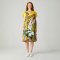 เดรสผู้หญิงแขนสั้น - สีเหลือง : ลายกระต่ายขาวกลางพงใบ
