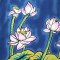 Woman Dress - Blue : Blooming Lotus on Indigo Waters