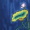 Woman Dress - Blue : Blooming Lotus on Indigo Waters